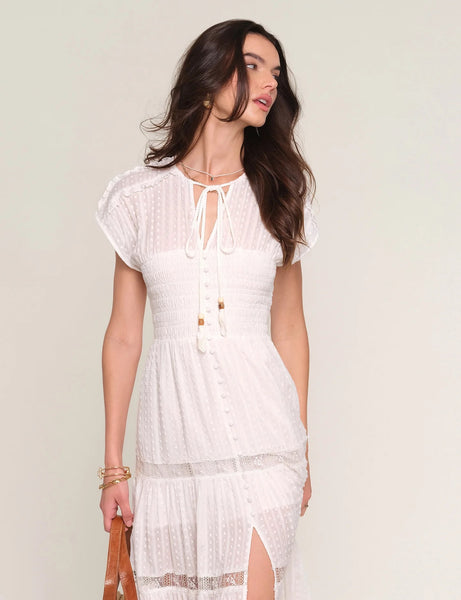Heartloom White Smocked Swiss Dot Dress
