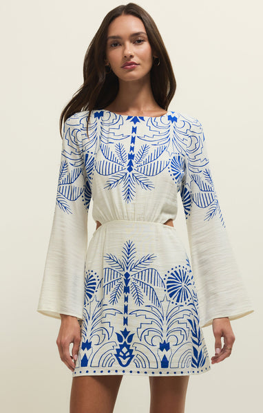 Z Supply Blue Palm Cut Out Mini Dress