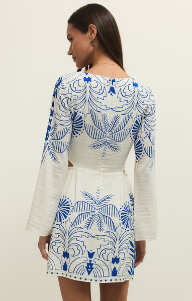 Z Supply Blue Palm Cut Out Mini Dress