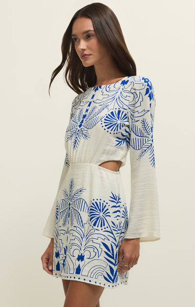 Z Supply Blue Palm Cut Out Mini Dress