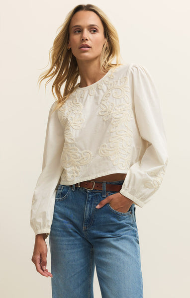 Z Supply White Embroidered Top