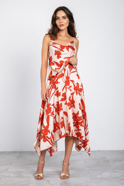 Lavender Brown Red/Beige Floral Skirt